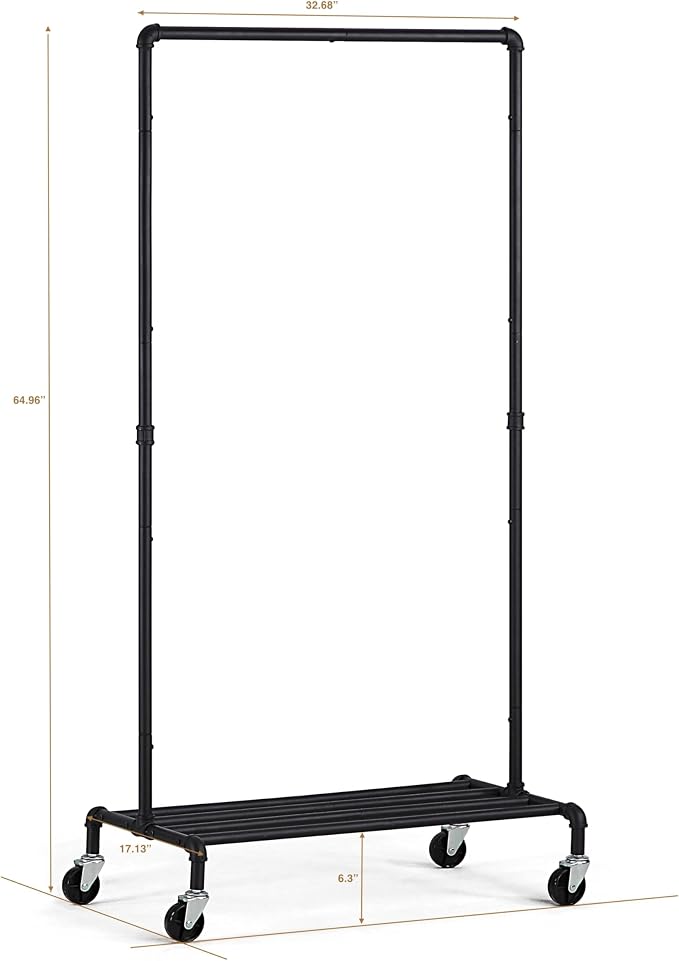 SunnyPoint Industrial Loft Style Rolling Garment Rack - Image 4