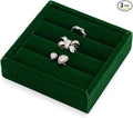 Green Velvet 3-Slots Jewelry Ring Display Tray Showcase Small Jewelry Display by Woodten