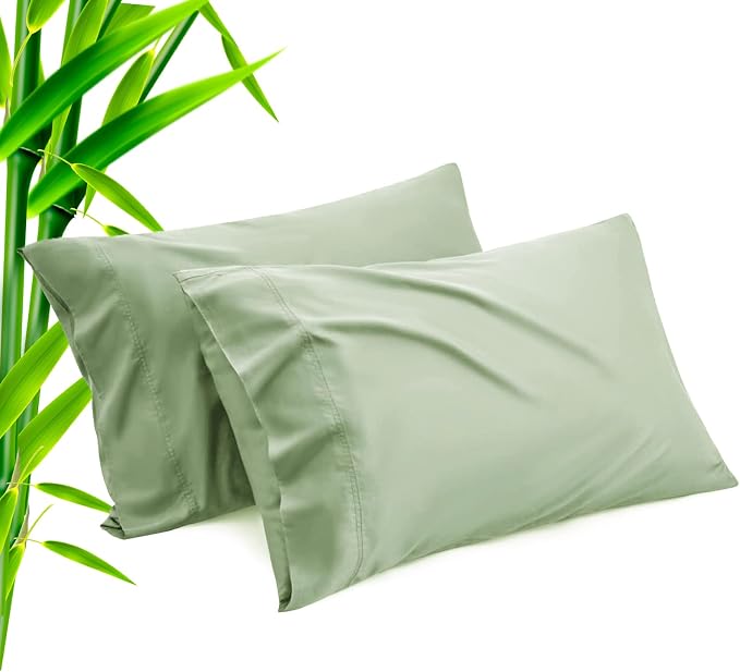 TELUS Green Pillow Cases King Size 2 Pack, Bamboo Rayon Cooling Pillowcases by TELUS
