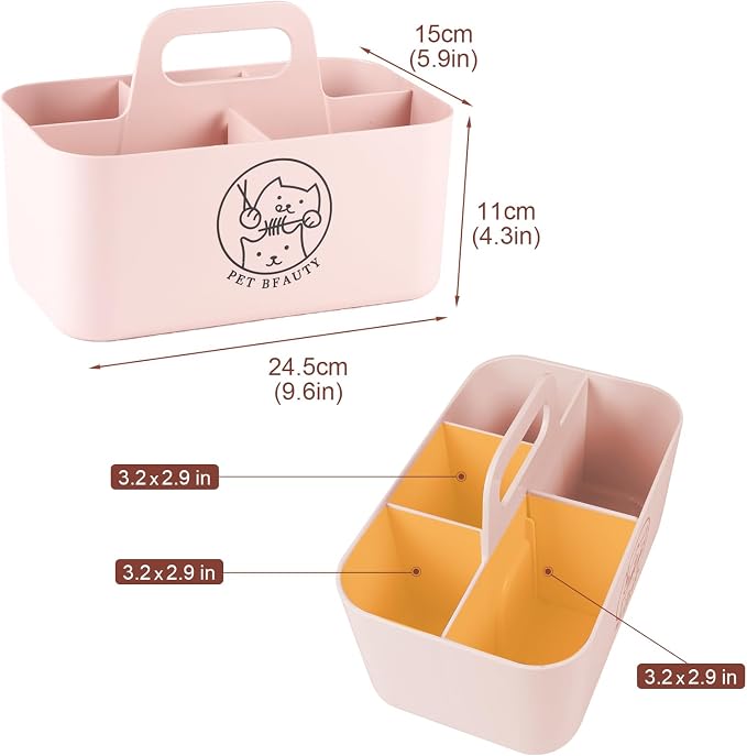 5-Compartment Pink Dog Stuff Storage Caddy - Image 5