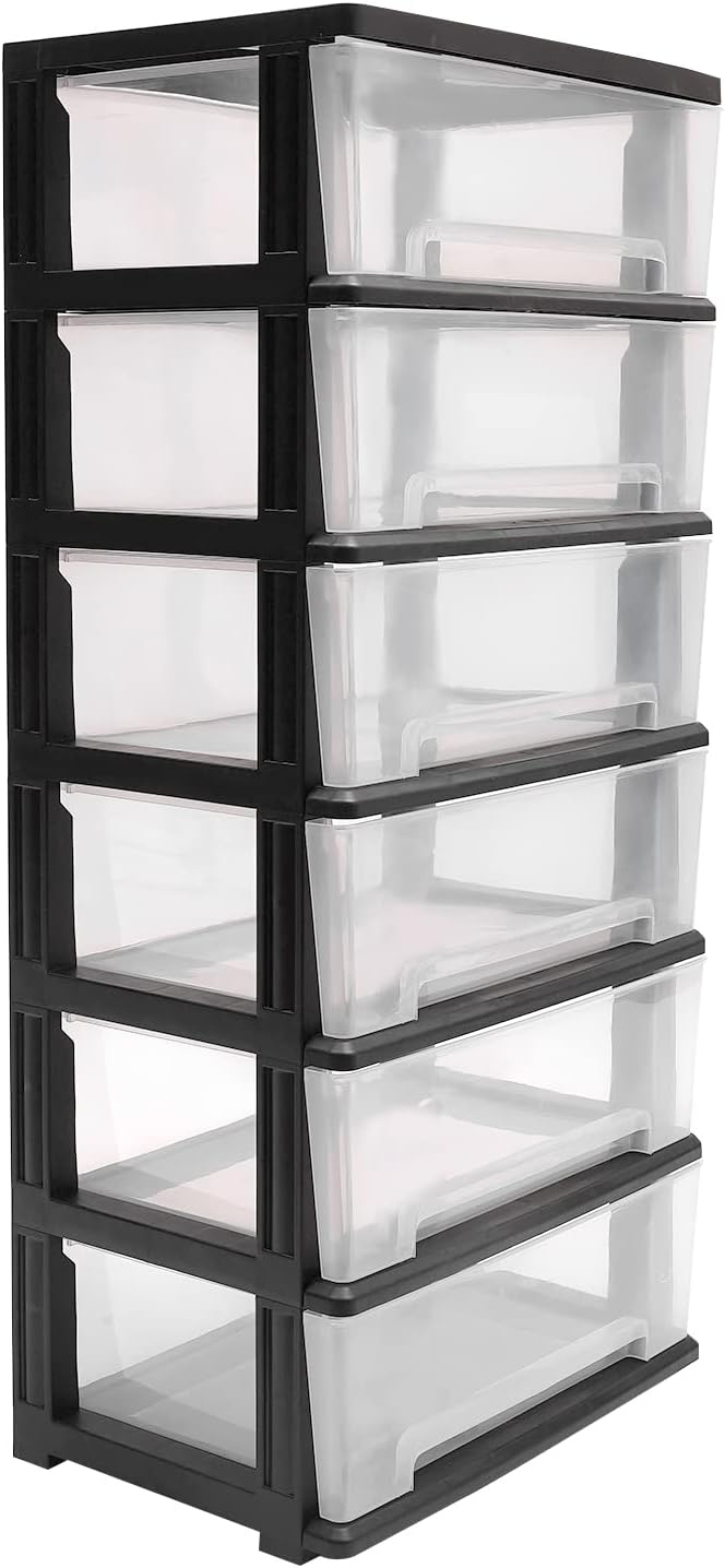 6 Clear Drawer Storage Organizer Rolling Cart, Heavy-Duty Storage Tower Plastic by Unknown