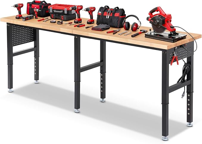 Workbench 96 x 24 Inch Adjustable Height Heavy Duty Work Table by ENJOYWOOD