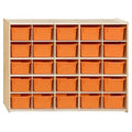 Contender 25 Block Storage Cabinet and Orange Bins, Wooden Toy Organizer by Contender