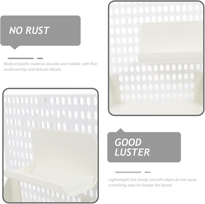 Wall Pegboard Storage Shelf White Plastic Organizer Rack - Image 9