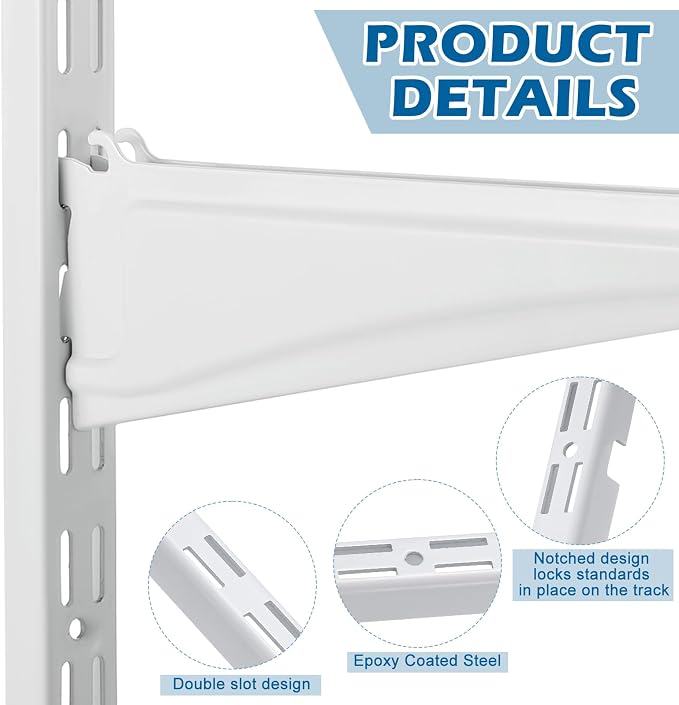 Tandefio 8 Pcs 12 inch Dual Track Upright Wall Shelving System - Image 3