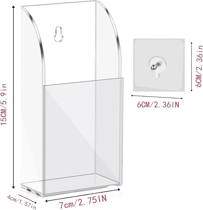 4 Pieces Acrylic Remote Control Holder Clear Wall Mount Media Organizer Single - Image 2