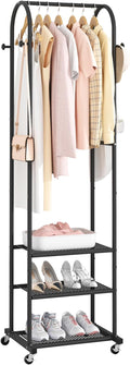 Heavy Duty Clothing Rack with Wheels, Modern Garment Rack with 3 Metal Shelves by Unknown