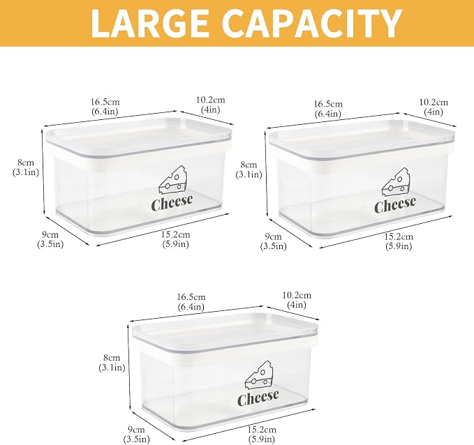 Cheese Container for Refrigerator 3 Pack, Shredded Cheese Storage Container - Image 7