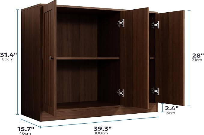 Buffet Cabinet with 3 Door, Kitchen Storage Cabinet with Adjustable Shelf - Image 2