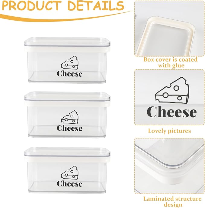 Cheese Container for Refrigerator 3 Pack, Shredded Cheese Storage Container - Image 2