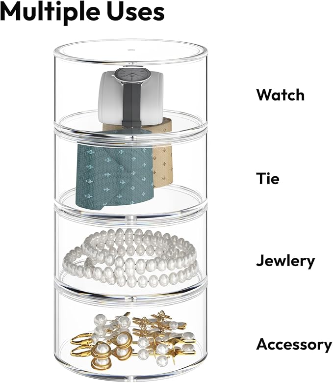 Belt Organizer for Closet Storage: Clear Acrylic 4-Layer Stackable Belt Box - Image 6
