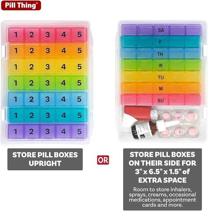 5 Times a Day Weekly Pill Box Organizer Case, Secure 7 Day Pillbox - Image 2