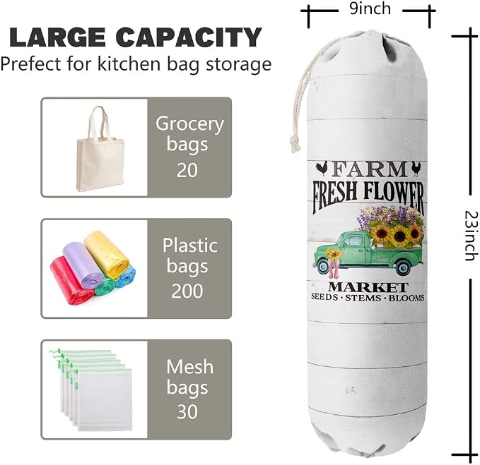 Grocery Bag Holder Organizer, Wall Mount Storage Container Dispenser - Image 2