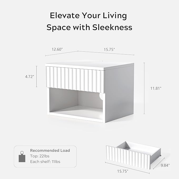 Fluted Floating Nightstand Set of 2 - Image 2