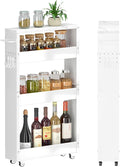 Slim Storage Cart, 5 in Width, 4-Tier White Rolling Cart by XYZLVSI