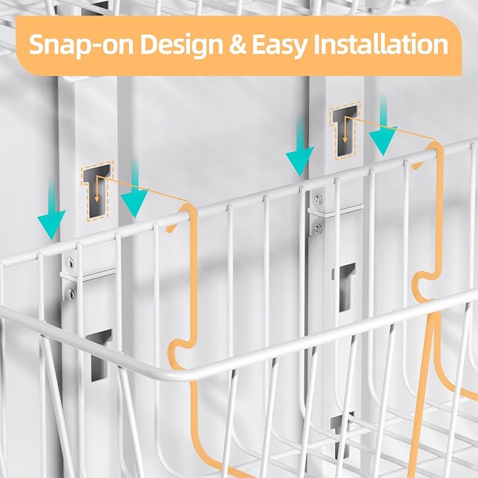 6 Tier Over the Door Pantry Organizer, Foldable Metal Over the Door Hanging - Image 4