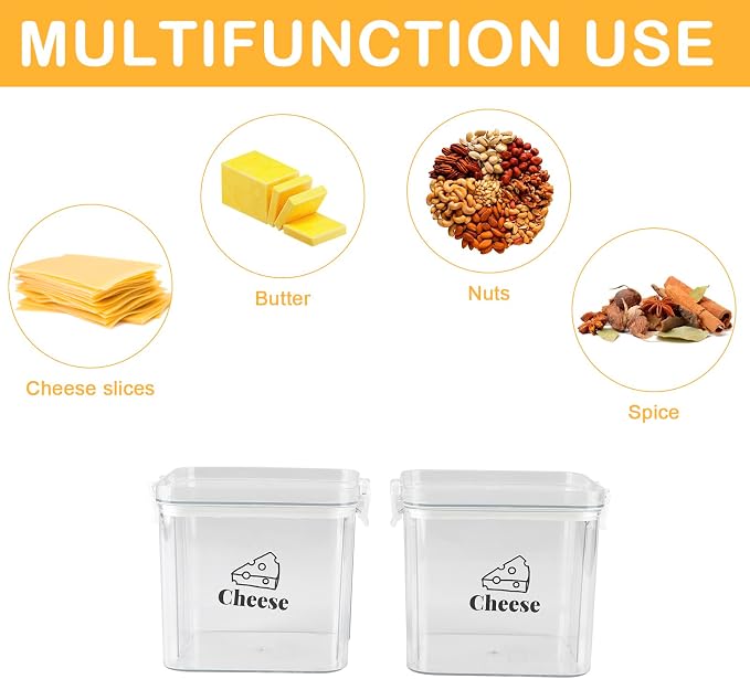 2 Pack Cheese Container for Refrigerator Airtight Creamer Container - Image 3
