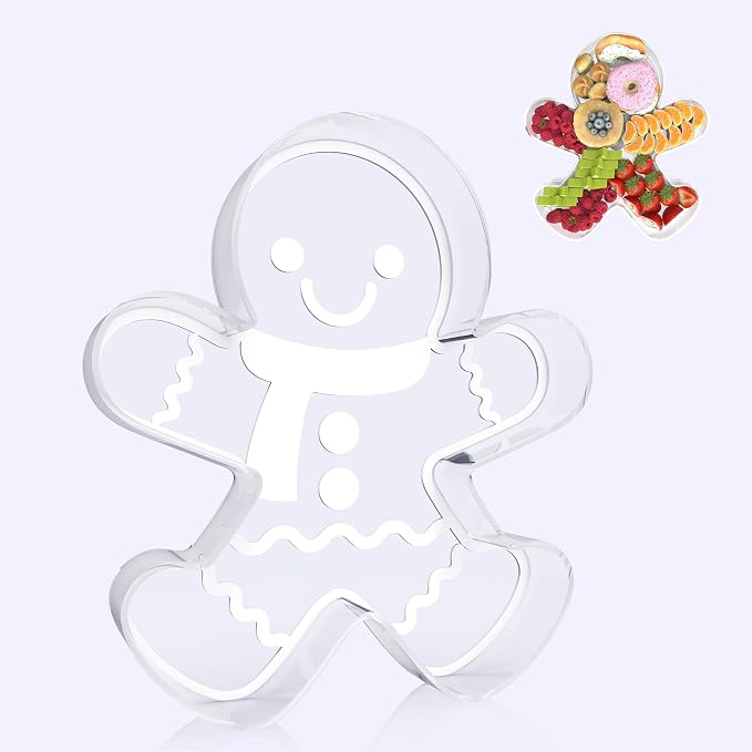 11" Christmas Gingerbread Man Charcuterie Boards, Acrylic Reusable Serving Tray by RUFHVTY