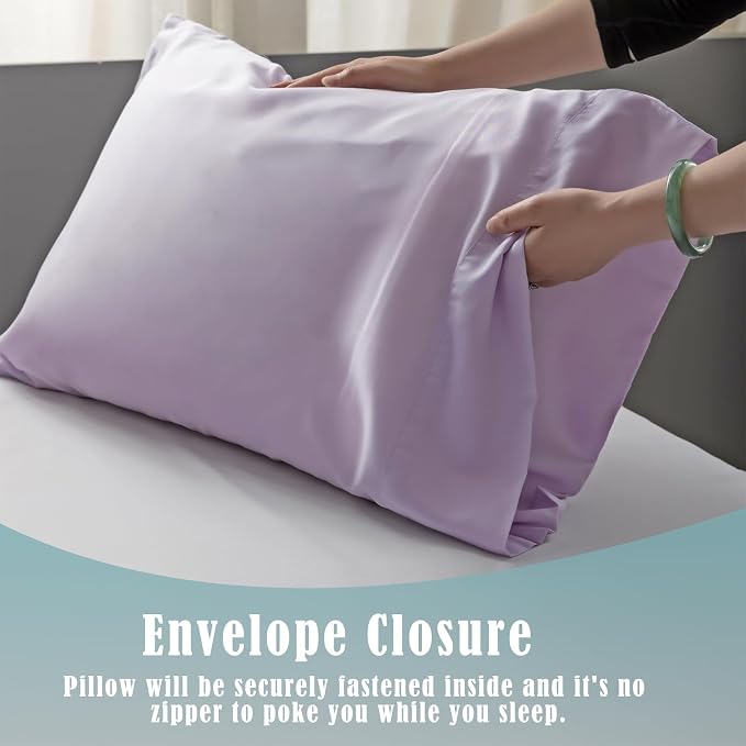 TELUS Pillow Cases King Size 2 Pack, Bamboo Rayon & Lyocell Pillowcase - Image 4