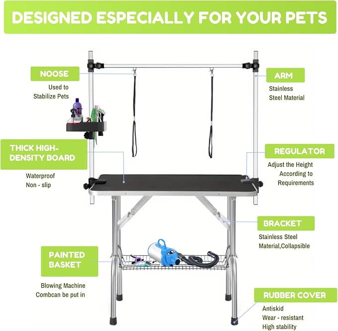 46" Large Dog Grooming Table, Non-Slip Tabletop - Image 3