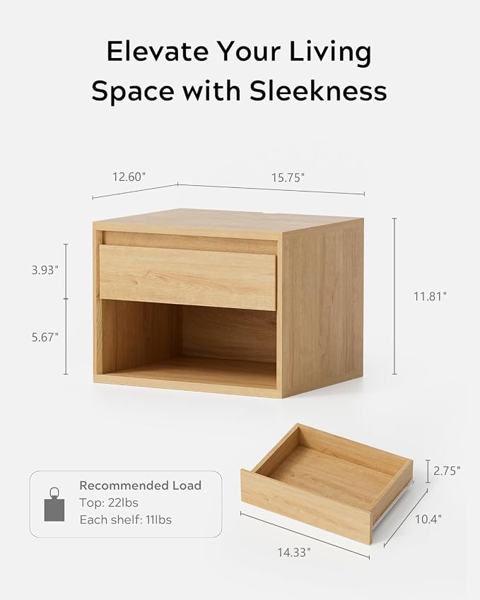 Floating Nightstand Set of 4, Wall Mounted Bedside Table - Image 2