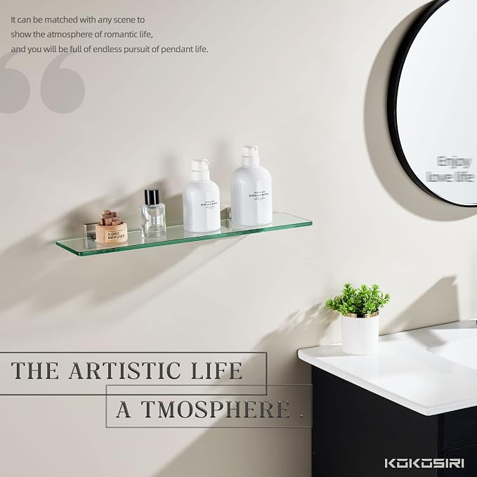 KOKOSIRI Wall Shelves Floating Bathroom Glass Shelf - Image 4