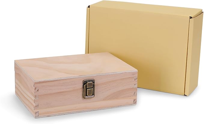 makerflo Large Natural Pine Wood Memory Box by makerflo