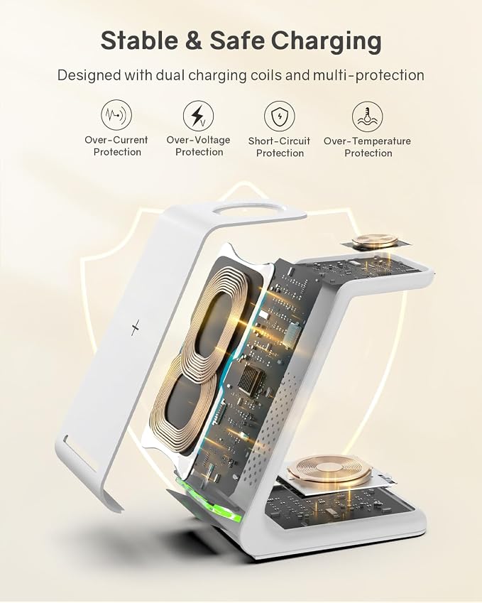 Wireless Charging Station for Apple - 3 in 1 Wireless Charger Stand Dock Watch - Image 4