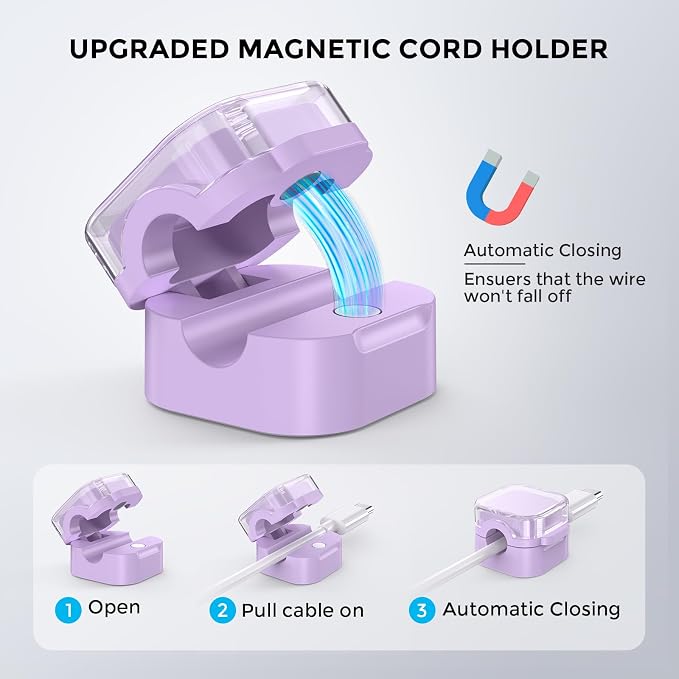AhaStyle Magnetic Cable Organizer 6 Pack Cord Holders Cable Clips Strong - Image 2