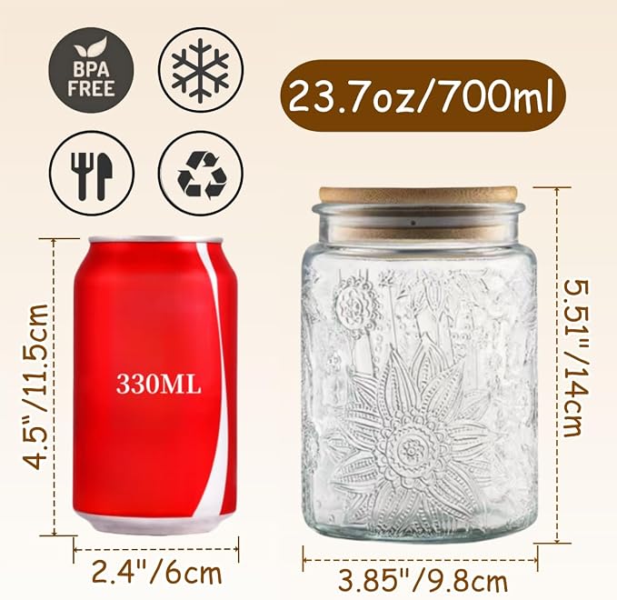 ANSQU Vintage Glass Jars Set Canister Airtight Storage Jar Container - Image 2