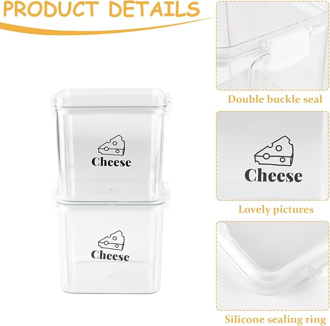 2 Pack Cheese Container for Refrigerator Airtight Creamer Container - Image 2