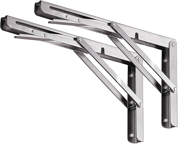 YUMORE Folding Shelf Brackets 10", Max Load: 330lb Heavy Duty Stainless Steel by YUMORE
