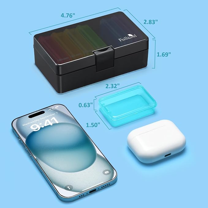 Fullicon Small Pill Case for Purse, Travel Medicine Pill Organizer, Weekly 7 - Image 7