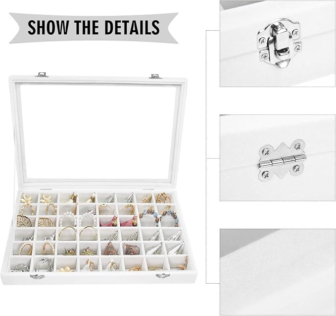 Velvet Jewelry Tray 48 Grid Jewelry Display Tray Organizer Box - Image 4