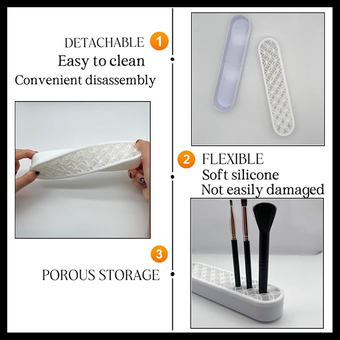 TANG SONG 2 PCS Silicone Make up Brush Holder Cosmetic Storage Box Desktop - Image 3