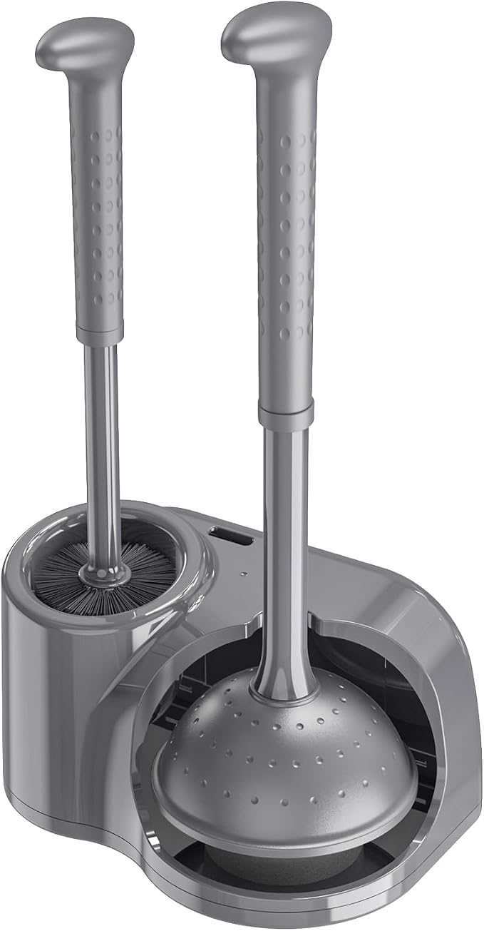 Toilet Brush and Plunger Set: 2-in-1 Heavy Duty Toilet Plunger and Bowl Brush by Unknown