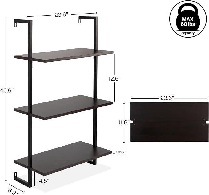happimess MSH1000A Madera 40.55" Classic Industrial 3-Shelf Wood Wall-Mounted - Image 3