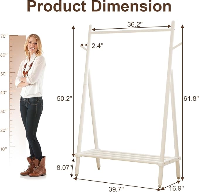 Solid Wood Clothes Rack, Clothing Rack - Image 6