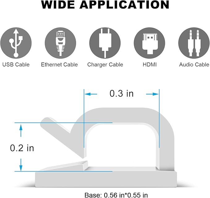 Adhesive Cable Clips White, Upgraded Wire Clips - Image 3