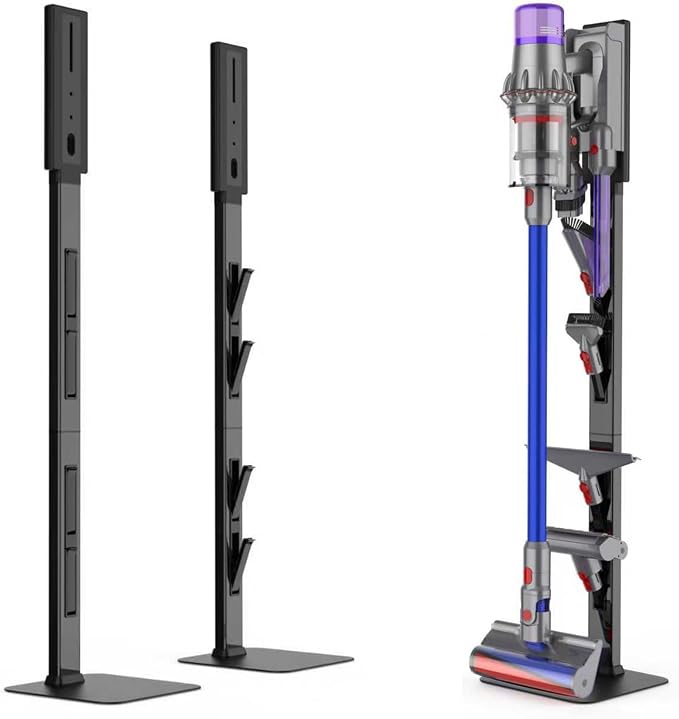 Vacuum Stand for Dyson with Foldable Storage Hooks and Heavy-Duty Carbon Steel by Unknown