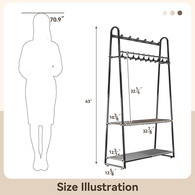 KAFAHOM Purse Organizer for Closet, Heavy Duty Coat Rack freestanding for - Image 2