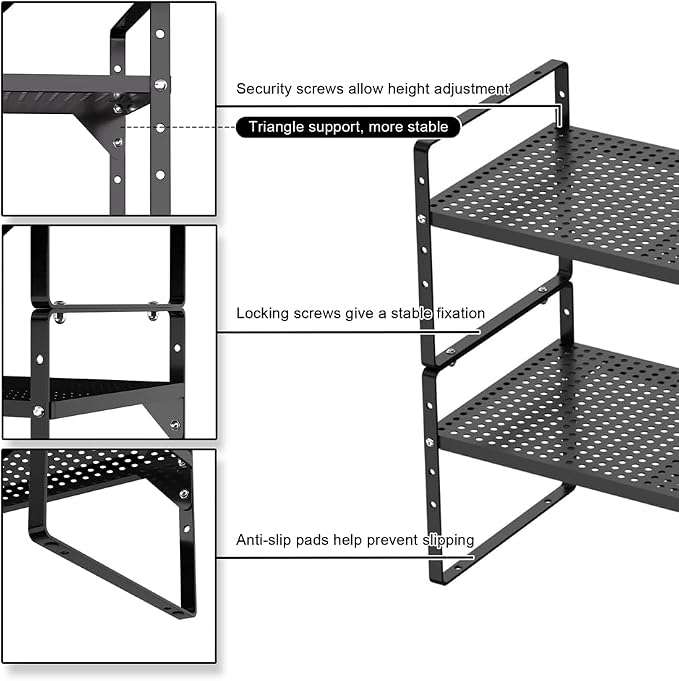 Expandable Cabinet Shelf Organizers, Stackable Cabinet Pantry Counter Under - Image 4