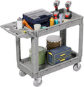2 Tier Plastic Rolling Utility Cart on Wheels, Heavy Duty Tool Cart by Bettertoolsforbetterlife