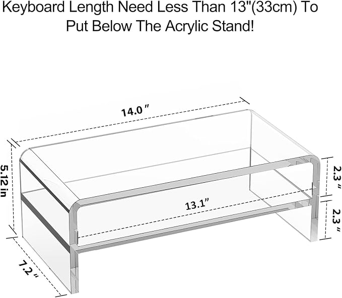Acrylic Monitor Stand, 2 Tiers Clear Monitor Riser Computer Stand - Image 2