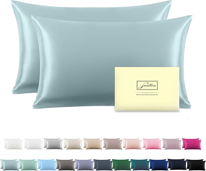 Silk Pillowcase for Hair and Skin, Breathable and Sliky 100% Silk Pillowcases by Suatien