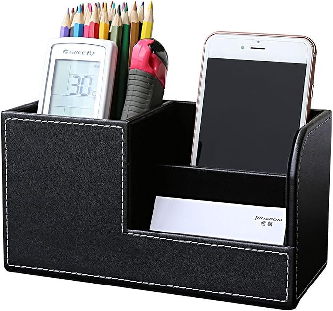 KINGFOM Desk Organizer Office Supplies Caddy Pu Leather Multi-function Storage by KingfomLeatherHomeOfficeDecor