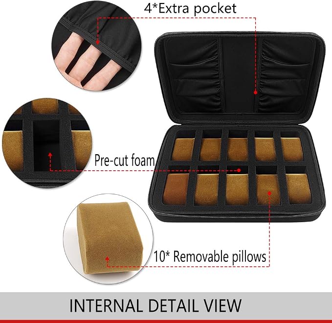 Comecase 10 Slots Watch Box Organizer/Men Watch Display Storage Case Fits All - Image 3