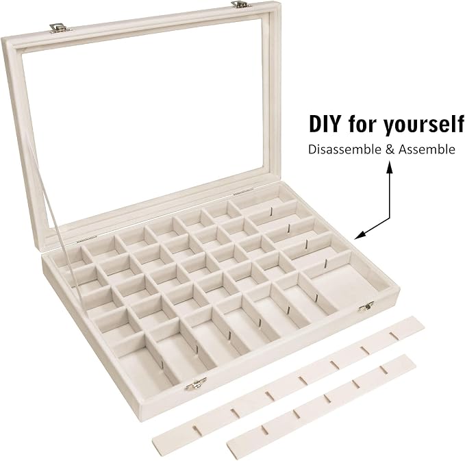 Velvet Jewelry Tray 48 Grid Jewelry Display Tray Organizer Box - Image 6