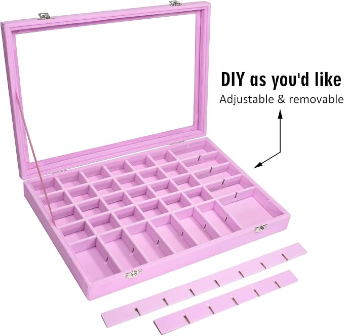 Velvet Jewelry Tray 48 Grid Jewelry Display Tray Organizer Box - Image 6