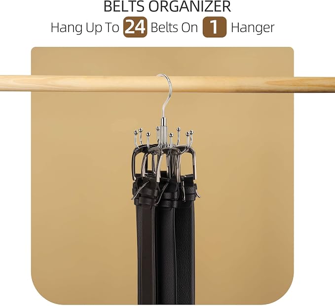 ZEDODIER Belt Hanger, Rotatable Belt Rack Closet Accessories Organizer - Image 3